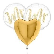 Bunch of Balloons Wedding Man and Man Gold White